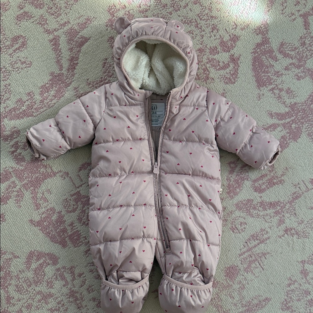 GAP Baby Pink Snowsuit with Fleece Lining